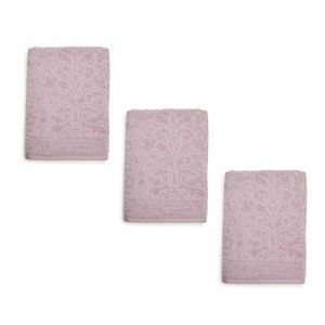 3 new LAVENDER Broyhill Jacquard Textured Velour 100% Cotton Bath Towels THICK